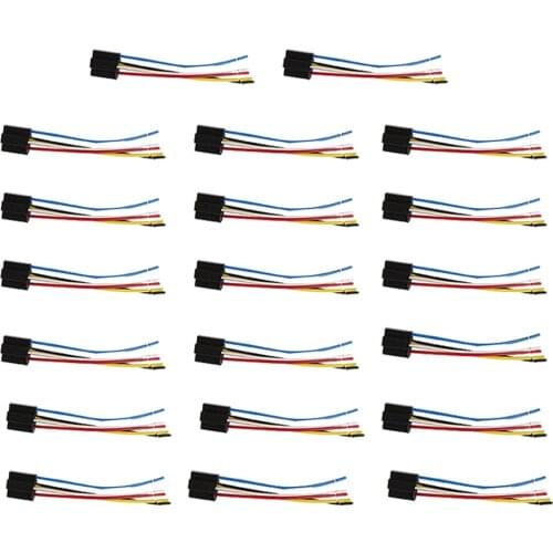 20 Pieces Car 12V 12 Volt DC 40A AMP Relay Harness Socket 5Pin 5 Wire
