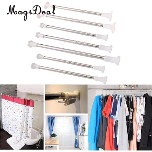 MagiDeal Quick-Fit Stainless Steel Extendable Curtain Rods Telescopic Window Poles for Wardrobe Shower Curtains Organizer Rack
