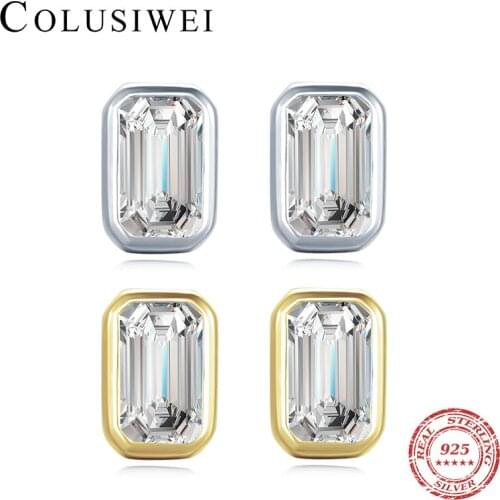 Colusiwei Genuine 925 Sterling Silver Dazzling AAA Zircon Stars Tiny Stud Earring for Women Wedding Engagement Statement Jewelry