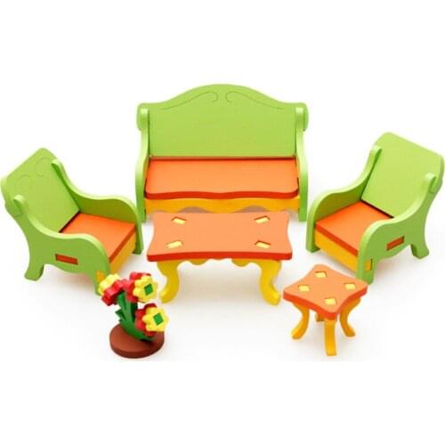 1Set Wooden 3D Assembly Puzzle Home Table Chair Dresser Toys High Quality New Kids Children DIY Educational Toy Model 6 Choices