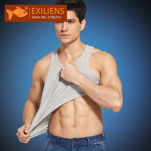 EXILIENS Men Vest Brand Man Underwear Mens Sexy Undershirts Cotton O Neck H Fitness Sleeveless Elastic Size L-3XL Black White