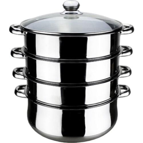 FREE SHIPPING 30CM 4 LAYER STEAMER POT INOX MULTI-FUNCTION COOKING POT DOUBLE BOILERS CASSEROLE POT STEAMING TRAY