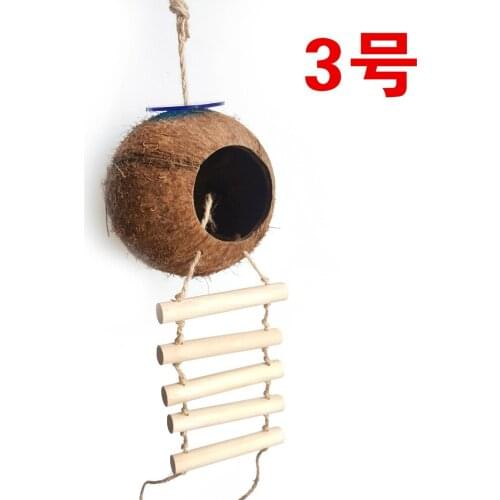 Parrot Coconut Shell keep warm Nest Bird Hamster Squirrel Breeding Climbing Toy Coconut shell ladder Pet Products Bird Supplies