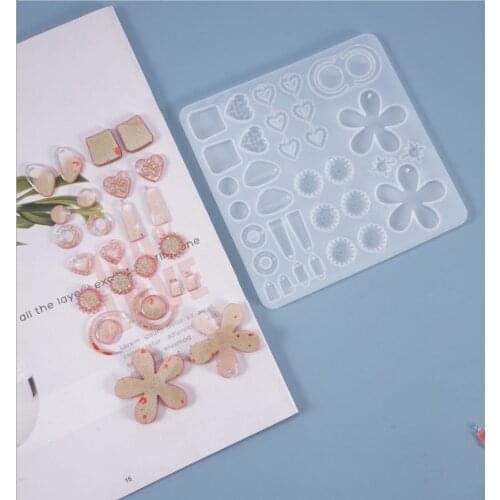 Crystal Flower Epoxy Resin UV Glue Mold Earring Pendant Casting Silicone Mold Creative DIY Molds Crafts Jewelry Making Tools