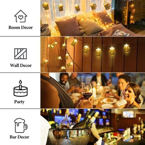 Beer Mug Led Light String Indoor Light Mug Bar Party Celebration Decoration ED Transparent Wire for Party Christmas Fairy Light