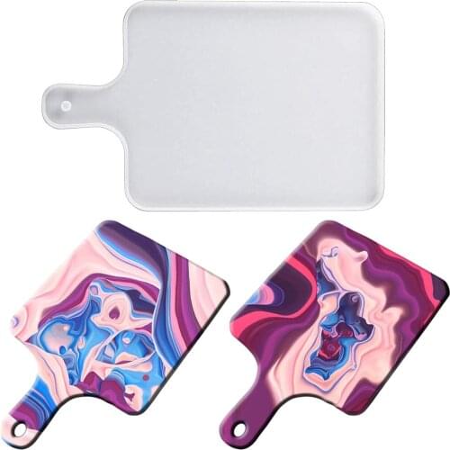 Amazon Hot Sell Pallet With Handle Epoxy Resin Mold DIY Resin Serving Board Silicone Mold Wave Painting Art Home Decoration