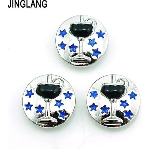 DIY Best Selling High Quality Fashion Interchangeable Wine Glass Logo Snap Button for Bracelet/Necklace Accessories