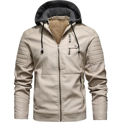 Mcikkny Mens Winter Faux Biker Leather Jackets Fleece Lined Motorcycle Outwear Coats For Male Top Clothing Size L-5XL