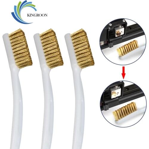 2pcs 3D Printer Cleaner Tool Copper Wire Toothbrush Copper Brush Handle For Nozzle Heater Block Hotend Cleaning Hot Bed Parts