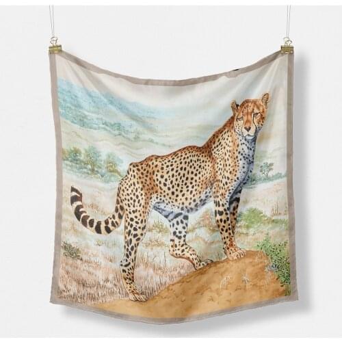 53cm New Small Square Scarf Women Luxury Silk Scarf 2021 Leopard Print Brand Hair Scarf Handkerchief For Hair Fashion Bandana