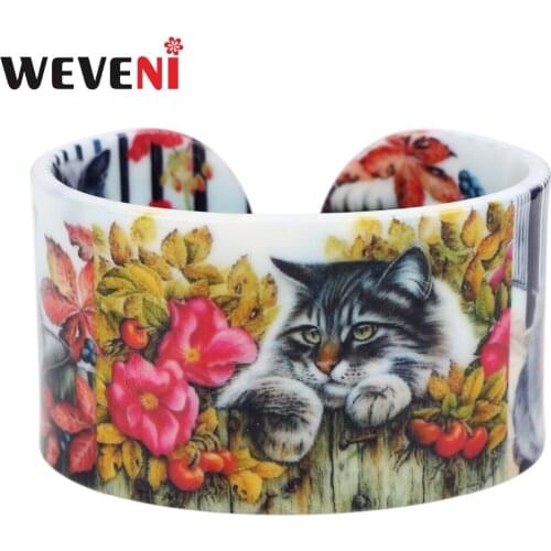 WEVENI Plastic Colorful Cat Kitten Bangles Bracelets Fashion Craft Jewelry For Women Girl Ladies Animal Accessories Wholesale