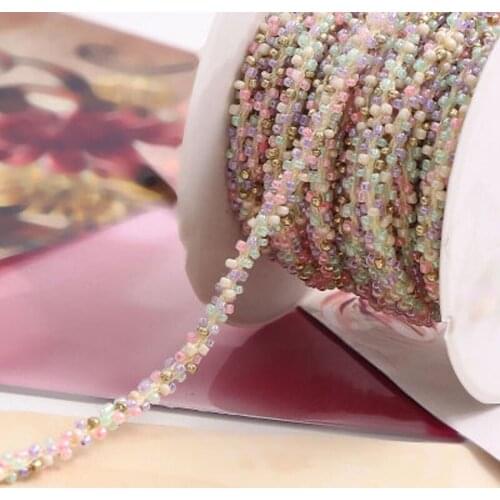 4/15 Meters / Lot 5mm Wide Braided Mix Color Bead Chain Trim DIY Craft Sewing,Hair Clip Accessory