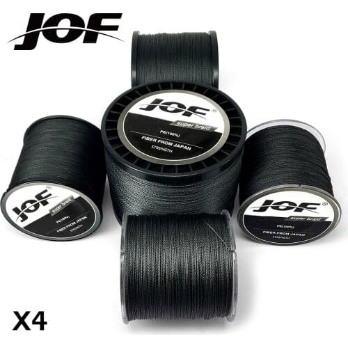JOF 4 Strands 100M 300M 500M 1000M PE Black Braided Fishing Line Sea Saltwater Carp Fishing Weave Super Strong