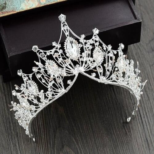 Baroque Luxury Crystal And Beads Bridal Crowns Handmade Pearl Tiara Headbands Rhinestone Diadem Queen Wedding Hair Accessories