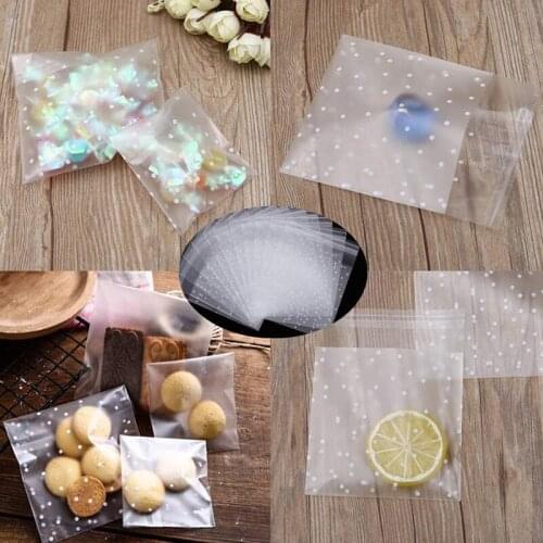 Self-Adhesive Candy Bag Cellophane Biscuit Bag Self-Adhesive Sealed Cellophane Bag White Polka Dot Transparent Bag