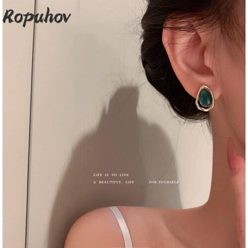 Ropuhov 2021 New 925 Silver Blue Color Stone Earring Fashion Korean Jewelry Luxury for Woman Girl Earring Wholesale