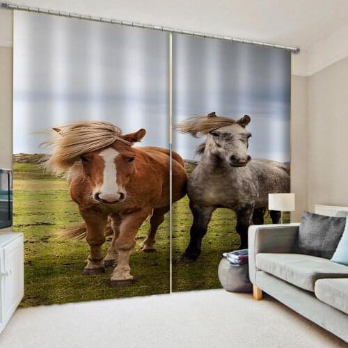 Modern Home Decoration Blackout 3D Curtain stereoscopic horse curtains