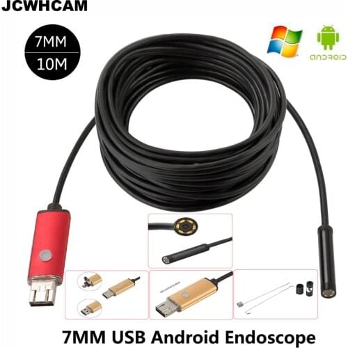 JCWHCAM 7mm Lens MircoUSB Android OTG USB Endoscope Camera 10M IP68 Waterproof Snake Tube Pipe Android USB Borescope Camera HD