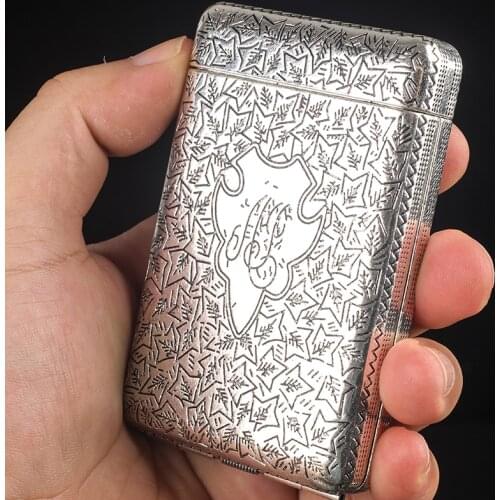 Vintage Three-Open Cigarette Case Cigarette Case made of zinc alloy luxury elegance, holds 14 cigarettes Original carving design