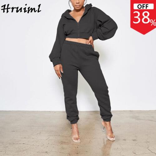 Outfits for Women Two Piece Set Autumn Long Sleeve Zipper Crop Top Pencil Pants Tracksuit Sweat Suits Lounge Wear Sportswear