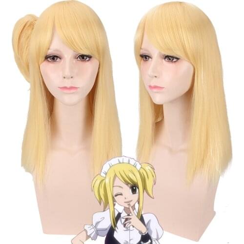 High Quality Fairy Tail Lucy Heartfilia 50cm Long Straight Costume Cosplay Wig For Women Anime Wig Synthetic Hair Wig