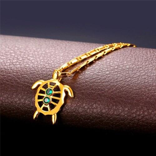 Collare Cute Sea Turtle Pendants Men Gold Color PNG Crystal Animal Hollow Papua New Guinea Jewelry Necklace Women P991