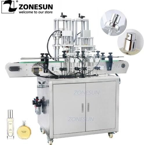 ZONESUN Automatic Fragrance Perfume Glass Bottle Sprayer Cap Crimping Pressing Capping Machine