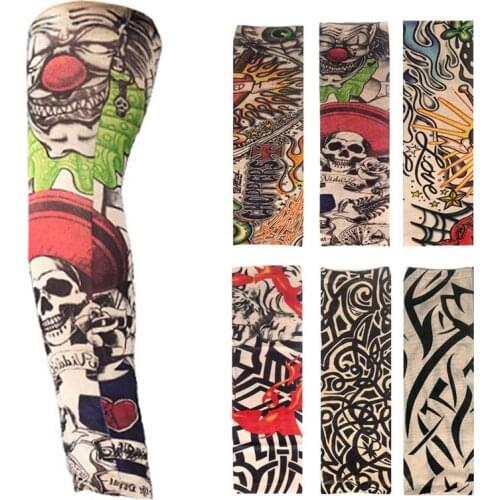 1Pc Nylon 3D Tattoo Printed Arm Sleeves Sun Protection Outdoor Cycling Basketball Arm Warmers Ridding Sleeves