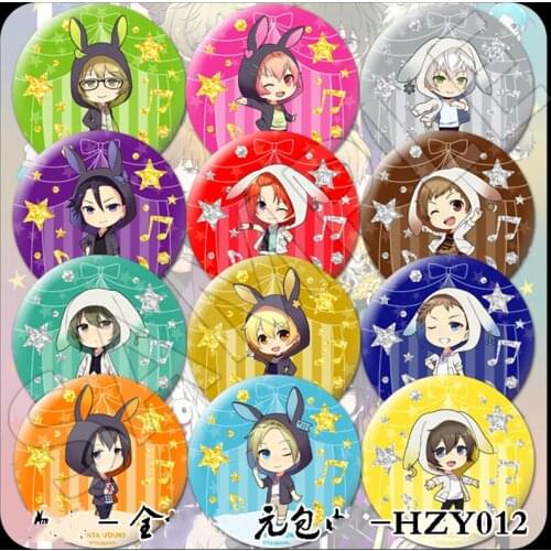 1pcs ZXFJXR 58MM Six Gravity Arata Uzuki Kisaragi Koi Tsukiuta Handsome Boys Icons on The Backpack Pin Brooch Game Badge