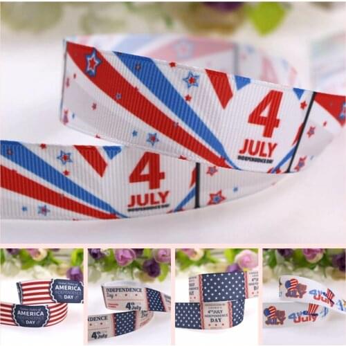 10designs 50yards/lot heat transfer Fourth of July Independence Day grosgrain ribbon welcome custom printed