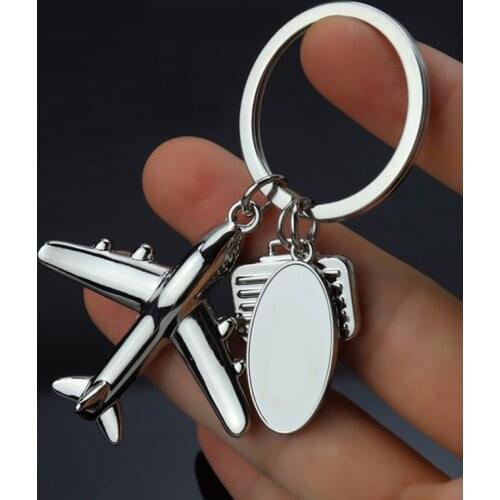 100pcs/lot Airplane Luggage Tag Key Ring Metal Plane Keychain Flight Attendant Pilot Aircraft Key fob Airline Promo Gift