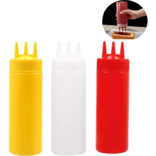 12/16/24 oz Condiment Squeeze Squirt Bottles Ketchup Squeeze Bottle Plastic 3 Hole Dispensing Bottles For Oil BBQ Sauces Paint