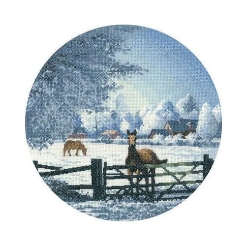 14/16/18/22/25/28CT Counted Cross Stitch Kit Hard Frost Snow Winter Morning Farm Deer