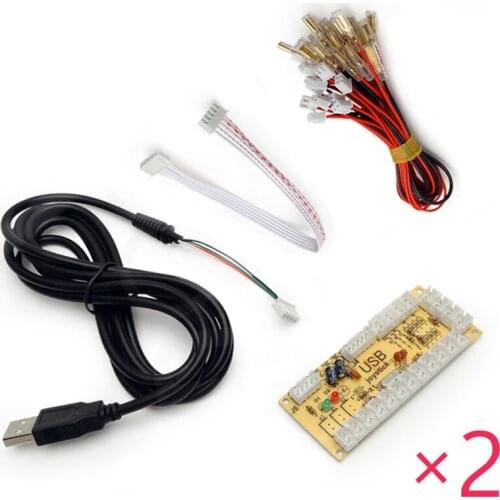 2PCS Players Zero Delay USB Arcade Encoder To 5 Pin Arcade Joystick + Sanwa Buttons & Sanwa Joystick For Retropie 3B Project DIY