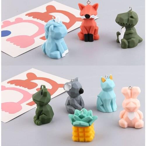 2pcs New Charms Resin Cute Animal Earrings Fox Frog Pig Rabbit Hippo Crocodile Bag Key Ring Cartoon Pendant Diy Jewelry Findings