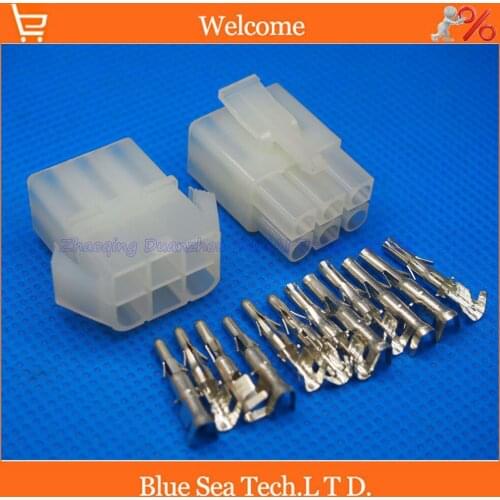 20 sets L6.2-6P 6 port Terminal 6.2mm pitch Electrical Connector Kits Male Female jack plug for Car Free shipping