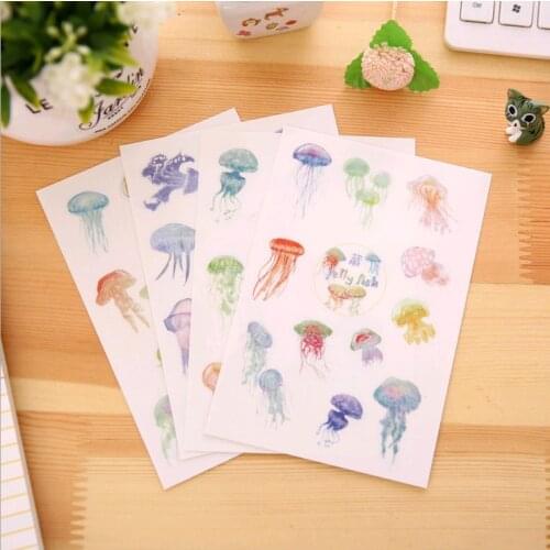 4 pcs/lot Kawaii Jellyfish Matte Clear PVC Adhesive Scrapbooking Stickers For DIY Diary Journal Decoration Waterproof