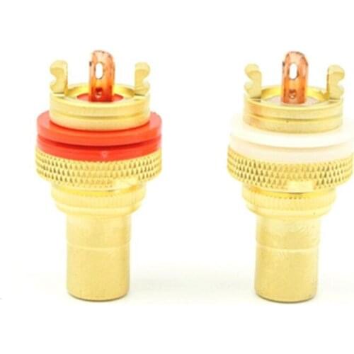 4Pcs Copper RCA Female Connector Lotus Audio Socket Audio Amplifier RCA Block Connectors