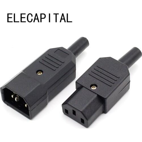 5 Pair New DIY 10A 250V Black IEC C13 C14 female male Plug Rewirable Power Connector 3 pin AC Socket