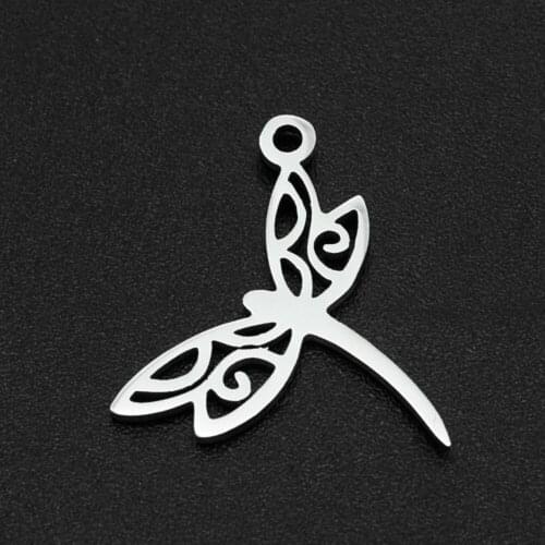 5pcs/lot 15x18 100% Stainless Steel Dragonfly DIY Jewelry Charm Wholesale Top Quality For Necklace Bracelet Making Factory Price