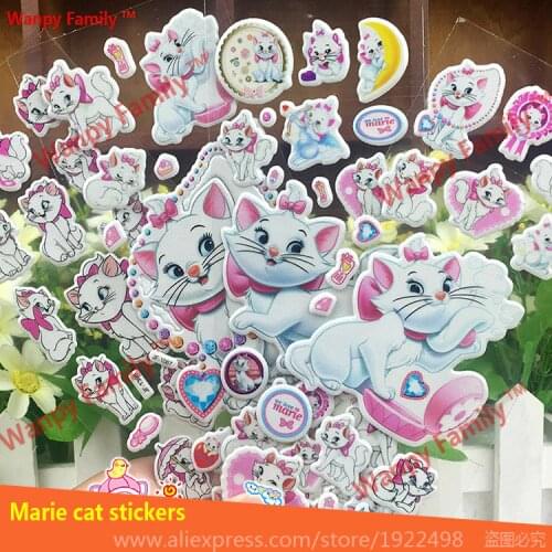 6Pcs/Lot Noble Mary cats bubble sticker Very nice Mary cat DIY mini stickers For childrens birthday gift decor stickers