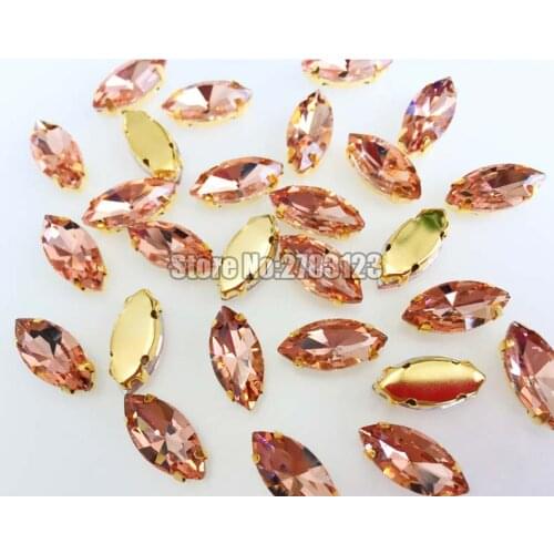 AAA Glass Crystal Water red Gold bottom horse eye shape sew on claw rhinestones with holes Sewing On Garment DIY accessories