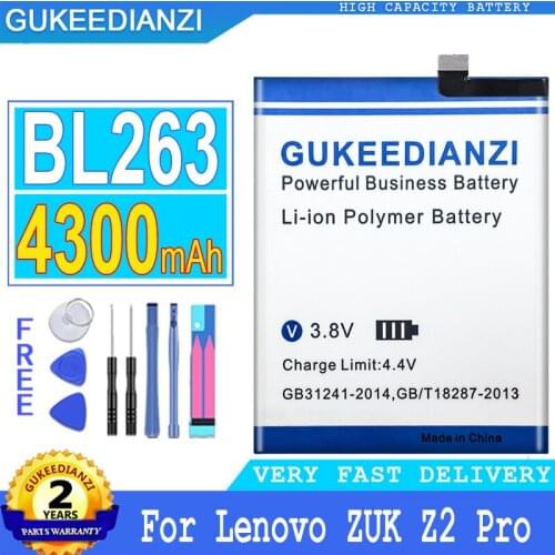 4300mAh GUKEEDIANZI Battery BL263 for Lenovo ZUK Z2 PRO Z2pro Big Power Bateria