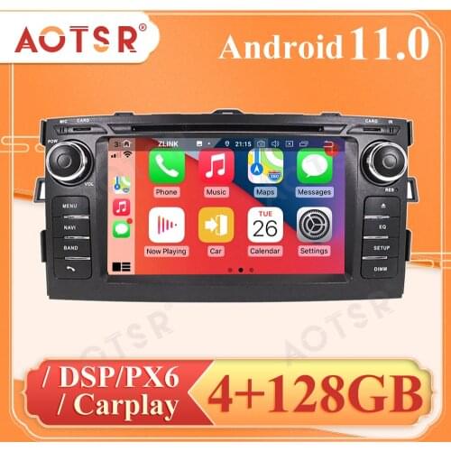Android 11 4+128GB DSP Screen Carplay 2006 2007-2012 For Toyota Auris Android Player Display Stereo Audio Radio Recorder GPS Nav