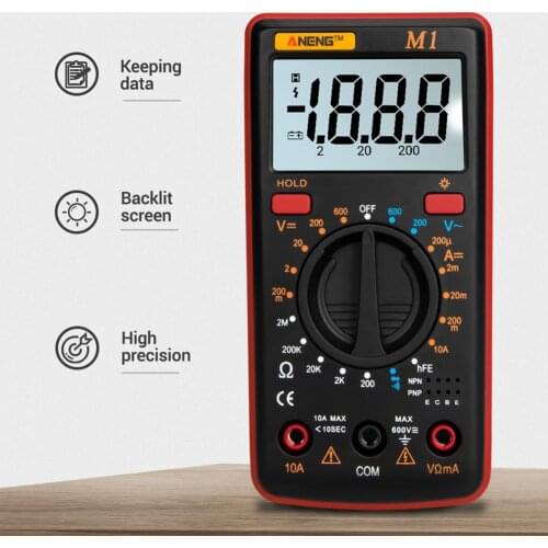 ANENG M1 Digital Multimeter Portable Voltage/Current/Resistance/NCV Meter Analyzer Intelligent Digital Multimetro Test Lead