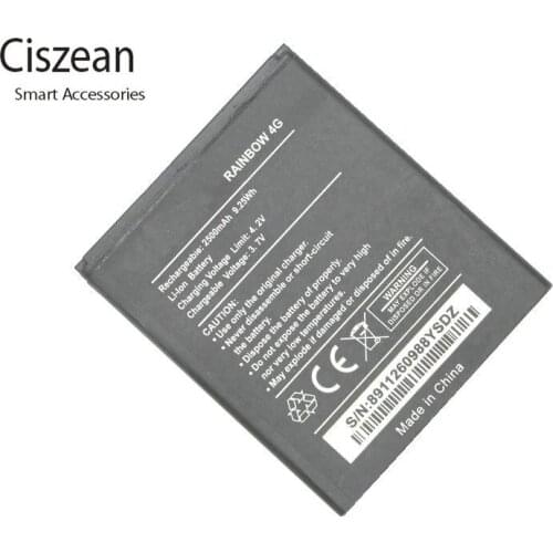 Ciszean 1x New 3.7V 2500mAh Replacement Rainbow4g Battery For Wiko RAINBOW 4G Batterie Bateria Cell Phone Batteries