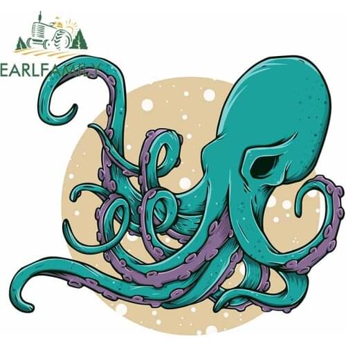 EARLFAMILY 13cm x 11.1cm for Kraken Octopus Green Anime Waterproof Car Stickers Refrigerator Windshield Decal Trunk Car Styling
