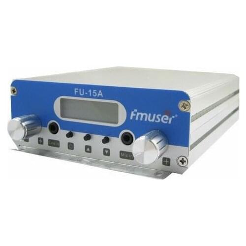 15W FU-15A FM stereo PLL broadcast transmitter FM exciter 88Mhz - 108Mhz cover 2KM-4KM Silver Color
