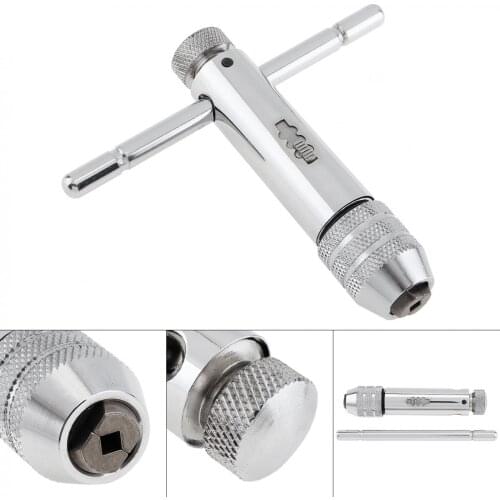 M5-M12 Adjustable Ratchet Tap Wrench Left and Right Button T-Handle Thread Ratchet Tap Wrench With Manual Hand Tool