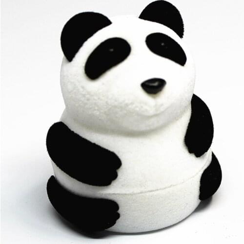 HOSENG White and Black Color Panda Ring Storage Box Velvet Wedding Jewelry Packaging Box HS_457